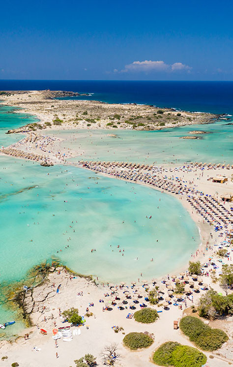 Lagune von Elafonisi auf Kreta, Sommerurlaub auf Kreta mit Flug und Hotel mit AurumTours.